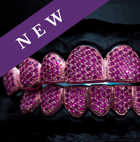Custom grillz, pink diamong grillz, gold grillz, handmade