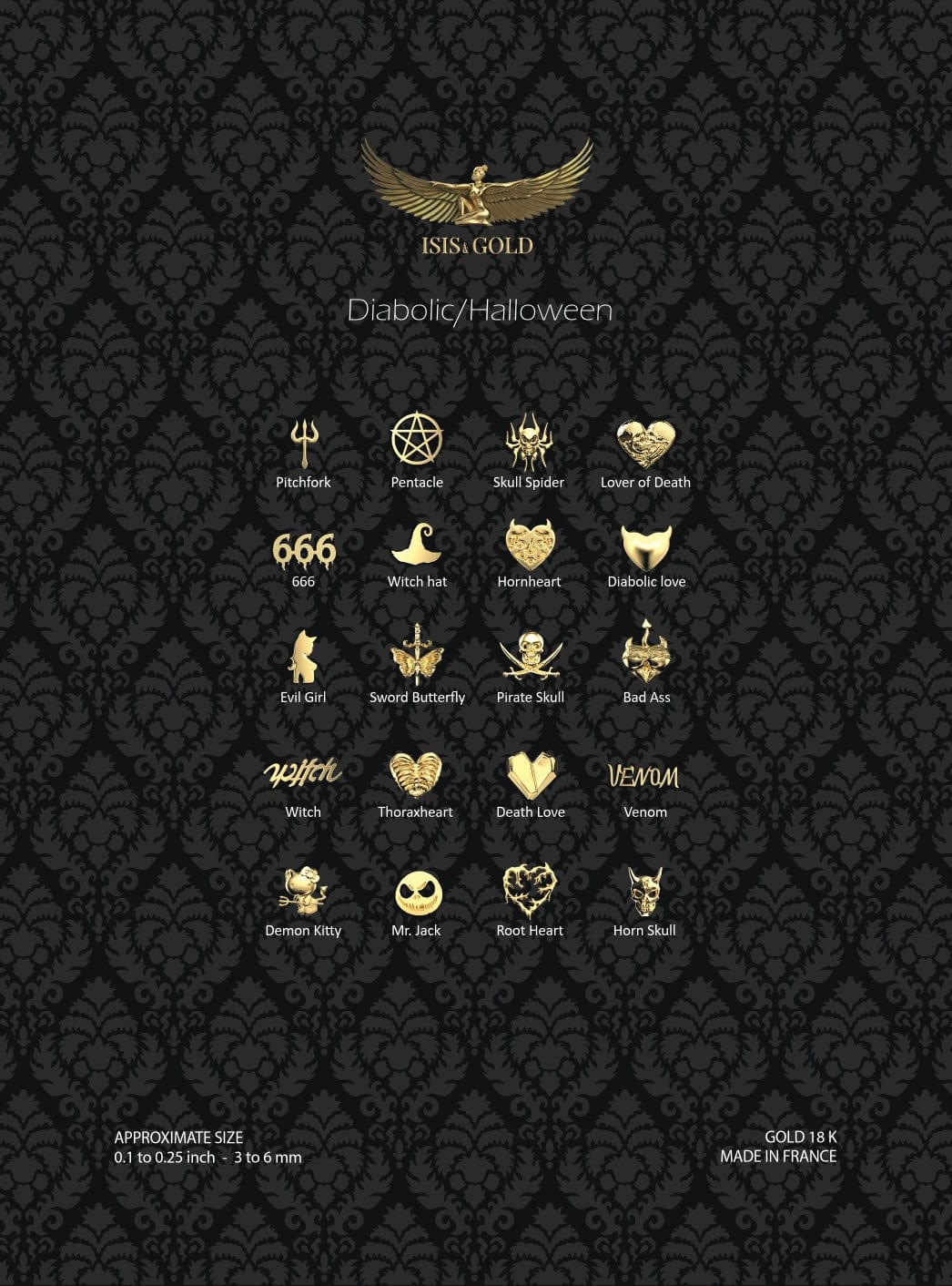 DIABOLIC/HALLOWEEN COLLECTION TOOTH GEMS : YELLOW GOLD