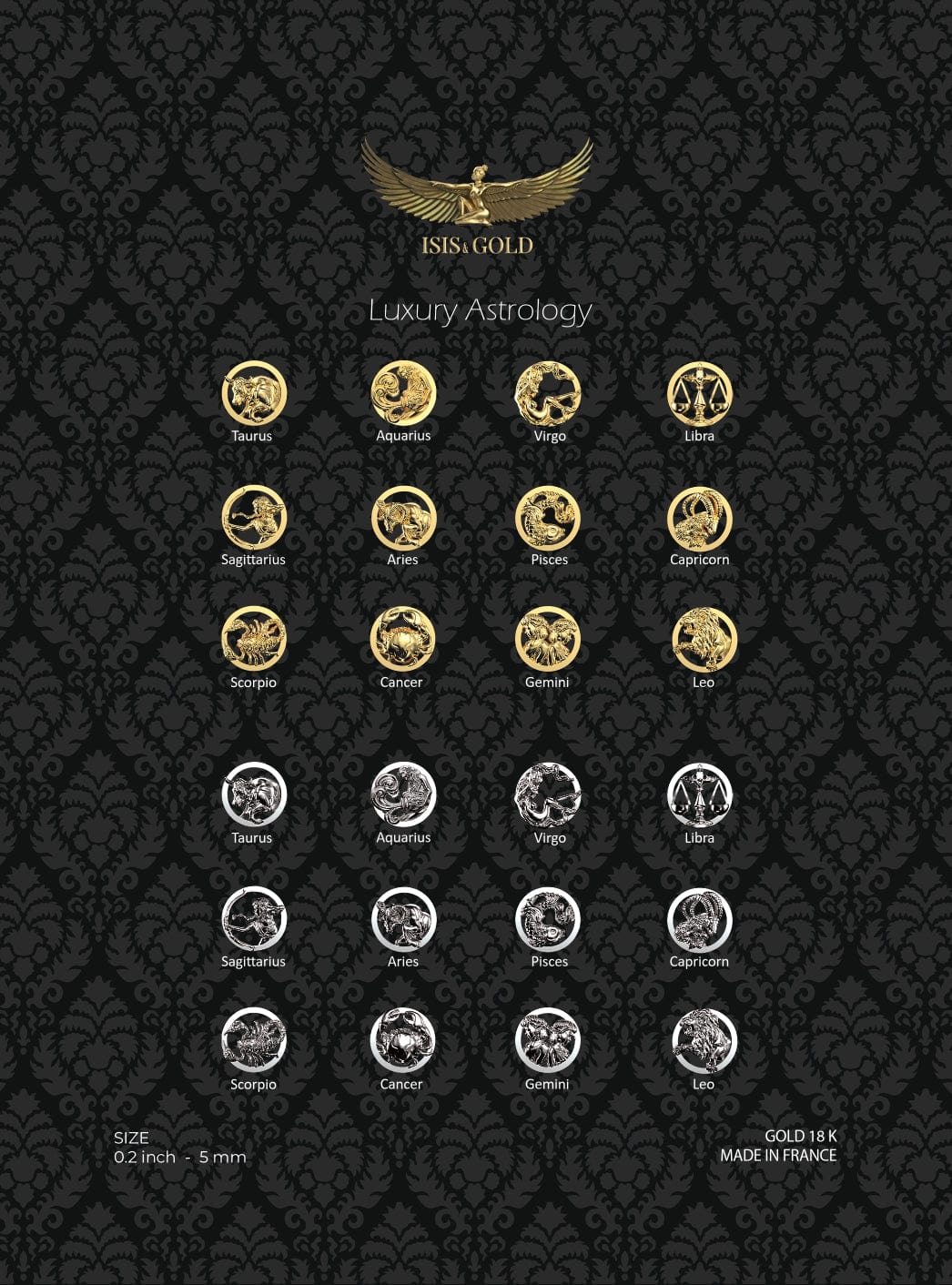 LUXURY ASTROLOGY COLLECTION TOOTH GEMS : YELLOW & WHITE GOLD