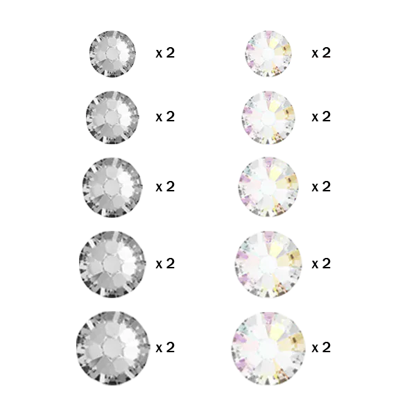 Swarovski Crystal &amp; Crystal AB Size Mix Tooth Gems