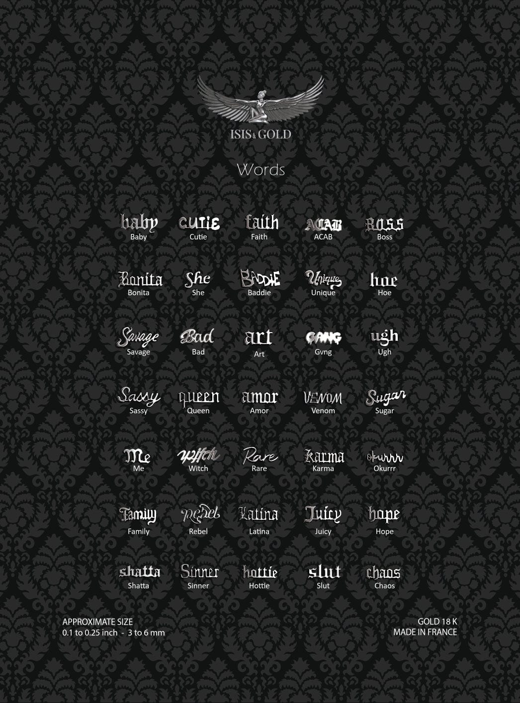 WORDS COLLECTION TOOTH GEMS : WHITE GOLD