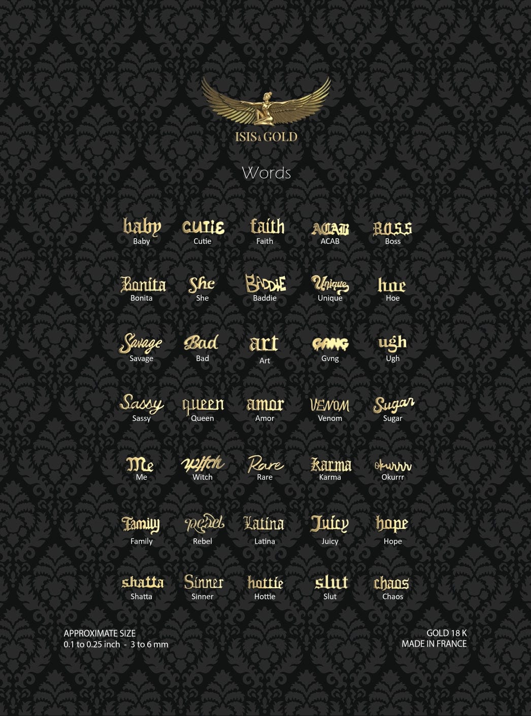 WORDS COLLECTION TOOTH GEMS : YELLOW GOLD