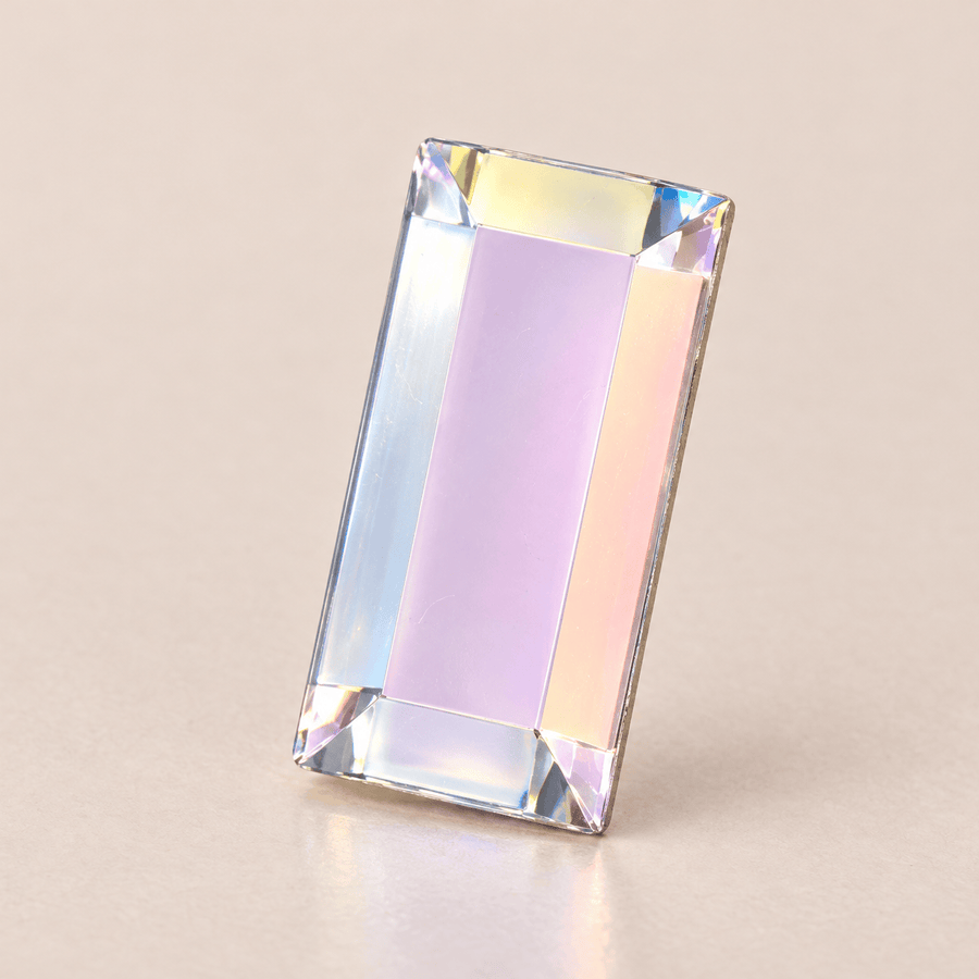 Swarovski Baguette Crystal AB Tooth gems — shown greatly enlarged