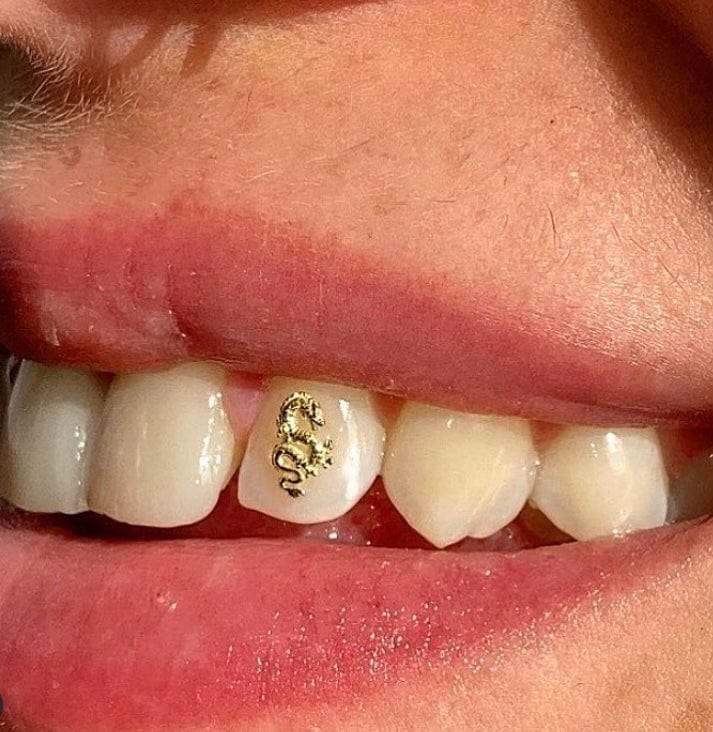 Tooth gems, gols asian dragon teeth jewelry