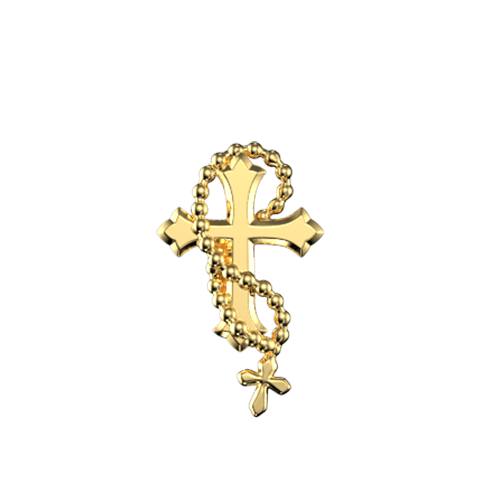 Bijoux dentaire Isis&gold Or jaune / Yellow gold Rosary Cross tooth gems