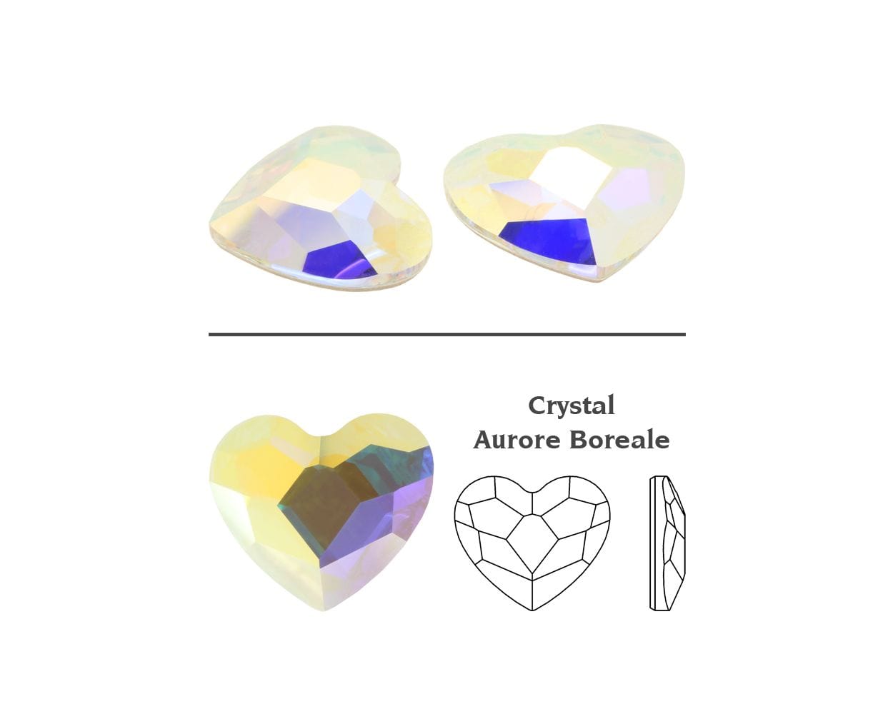 Swarovski Heart Crystal AB tooth gems