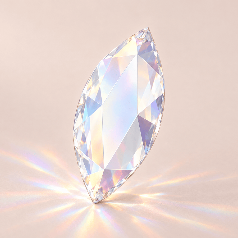 Swarovski Marquise Crystal AB Tooth gems — shown greatly enlarged