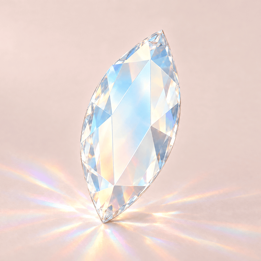 Swarovski Marquise Crystal Shimmer Tooth gems — shown greatly enlarged