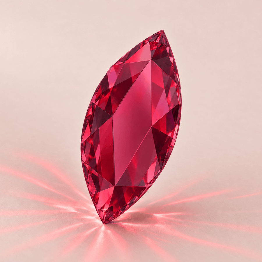 Swarovski Marquise Scarlet Tooth gems — shown greatly enlarged