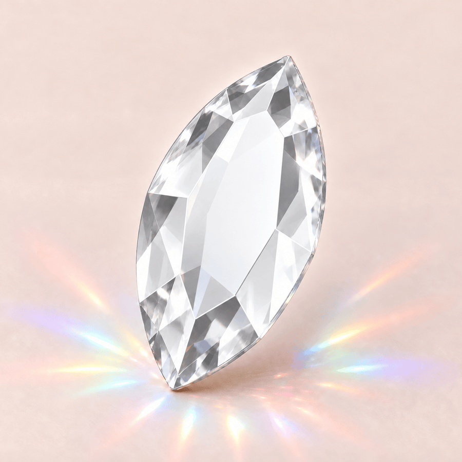 Swarovski lanzaderaCrystal tooth gems — vista muy ampliada