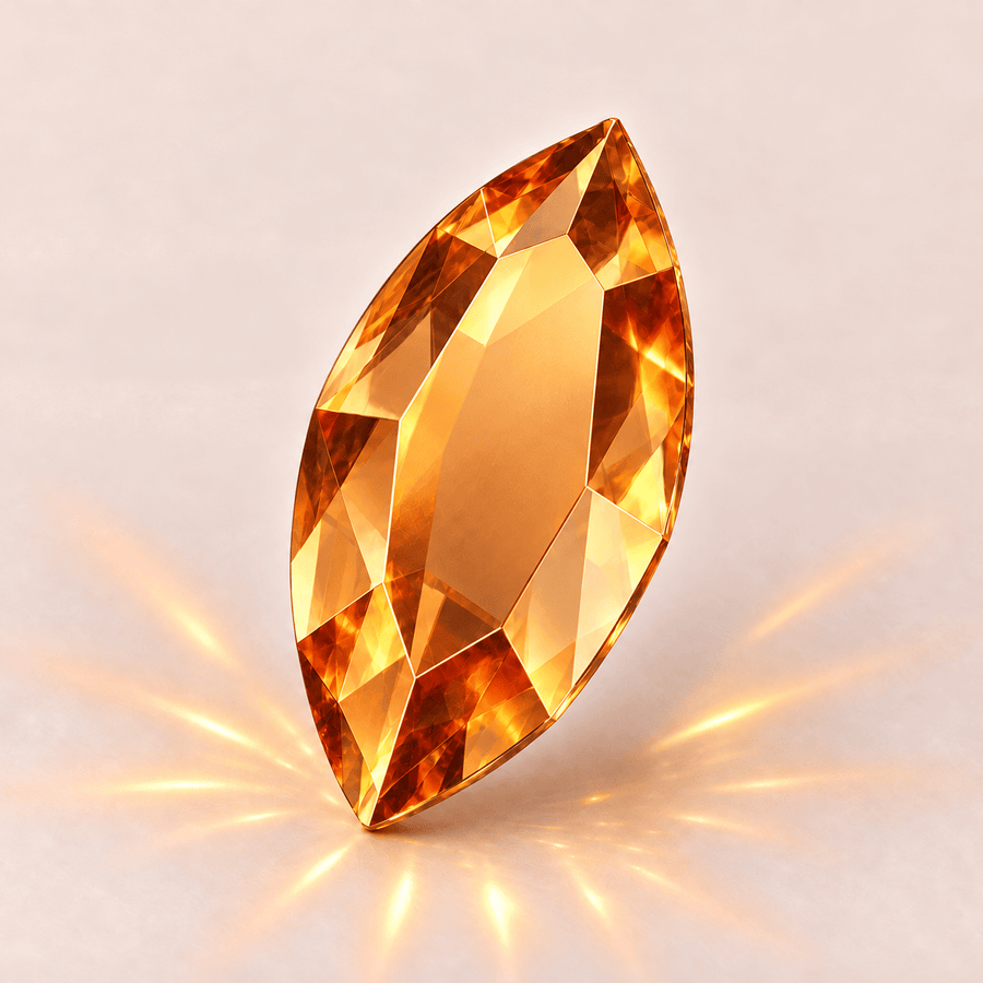 Swarovski Navette Dark Orange Tooth gems — shown greatly enlarged
