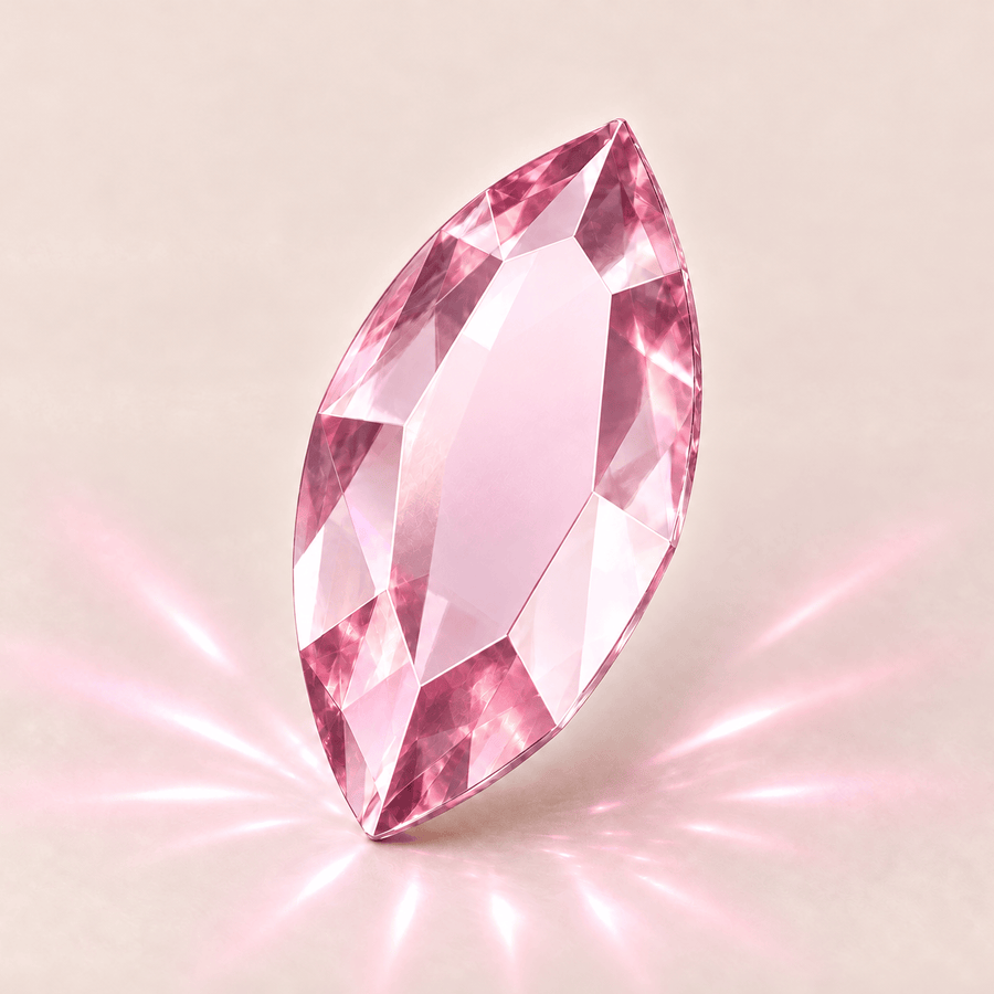 Gemas dentales Navette Light Rose Swarovski — vista muy ampliada