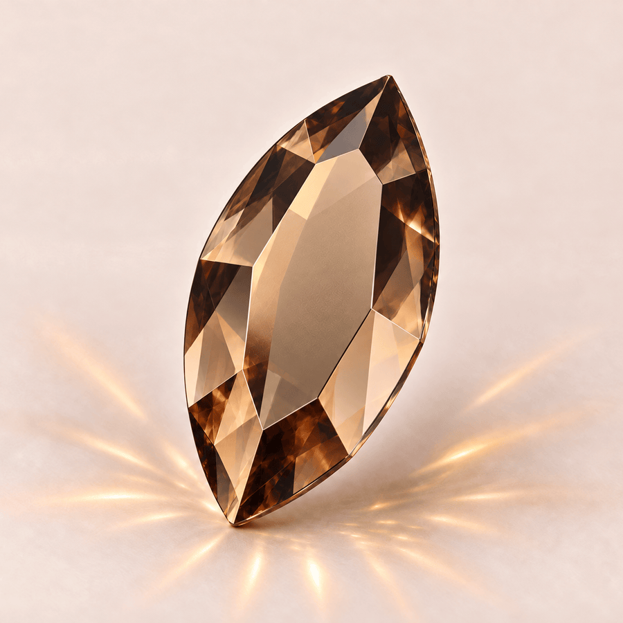 Swarovski Navette Smoked Topaz Tooth gems — shown greatly enlarged