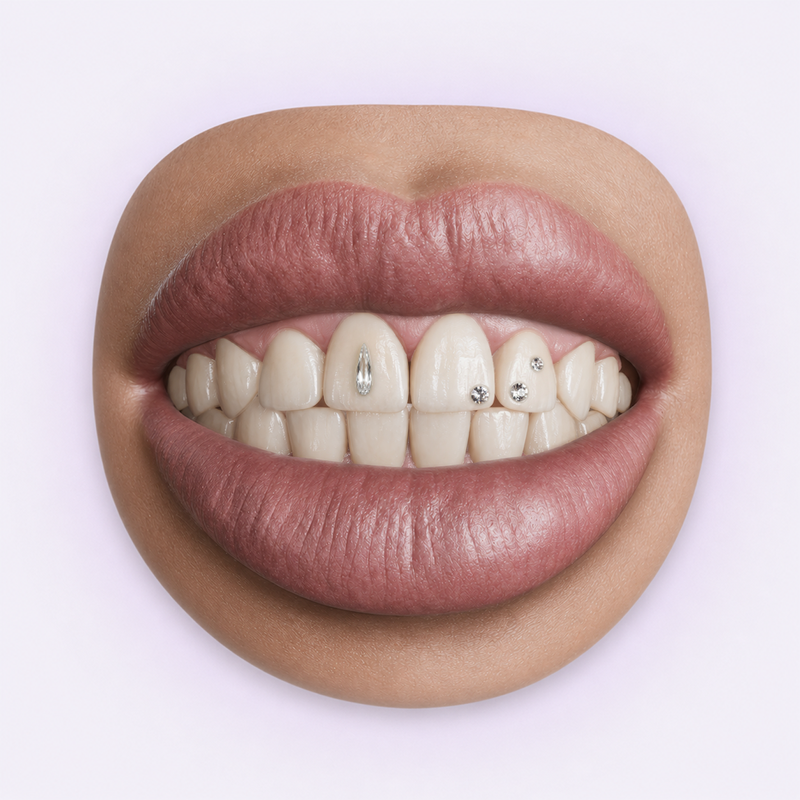 Swarovski raindrop tooth gem applied on teeth